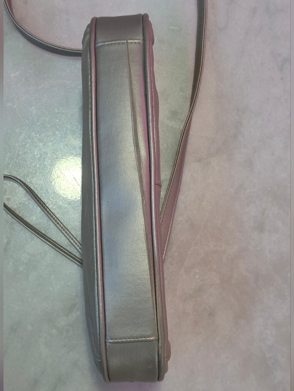 Worthington Pewter Metallic Leather Shoulder Bag with Pink Trim - Picture 14 of 14
